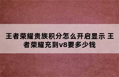 王者荣耀贵族积分怎么开启显示 王者荣耀充到v8要多少钱